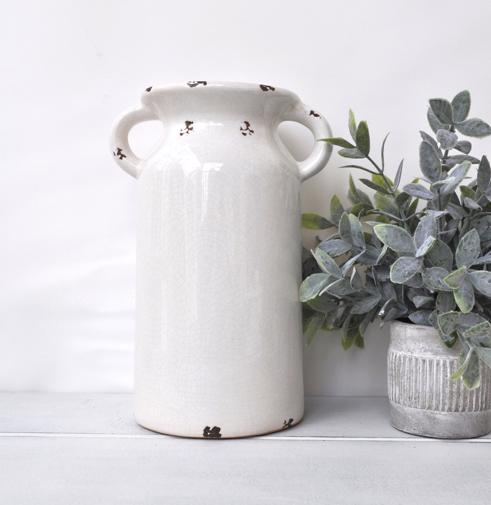 White Milk Jug Vase Farmhouse Decor Farmhouse Vase Rustic Etsy