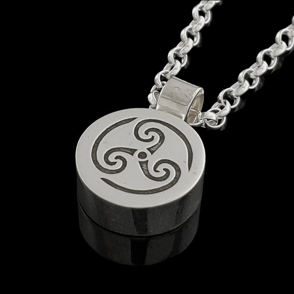 Triskele Cremation Pendant | Sterling Silver Newgrange Keepsake Necklace | 10k Gold | Handmade in Ireland | Free Shipping & Engraving