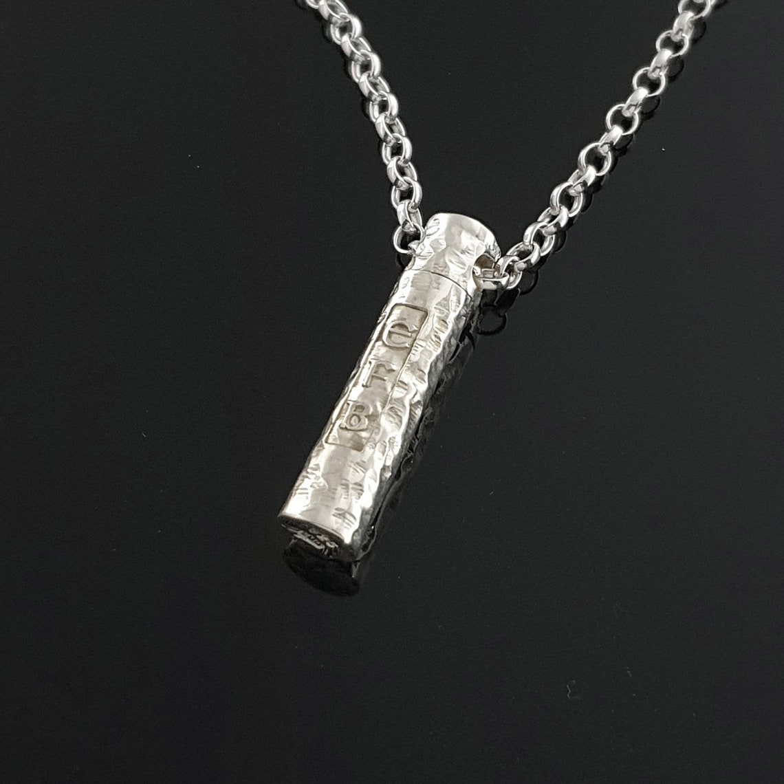 Cremation Necklace Sterling Silver Keepsake Textured Etsy