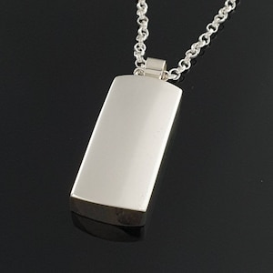 Dogtag Cremation Pendant | Sterling Silver Keepsake Memorial Necklace | Handmade 10k Gold Cremation Urn Pendant | Free Shipping & Engraving