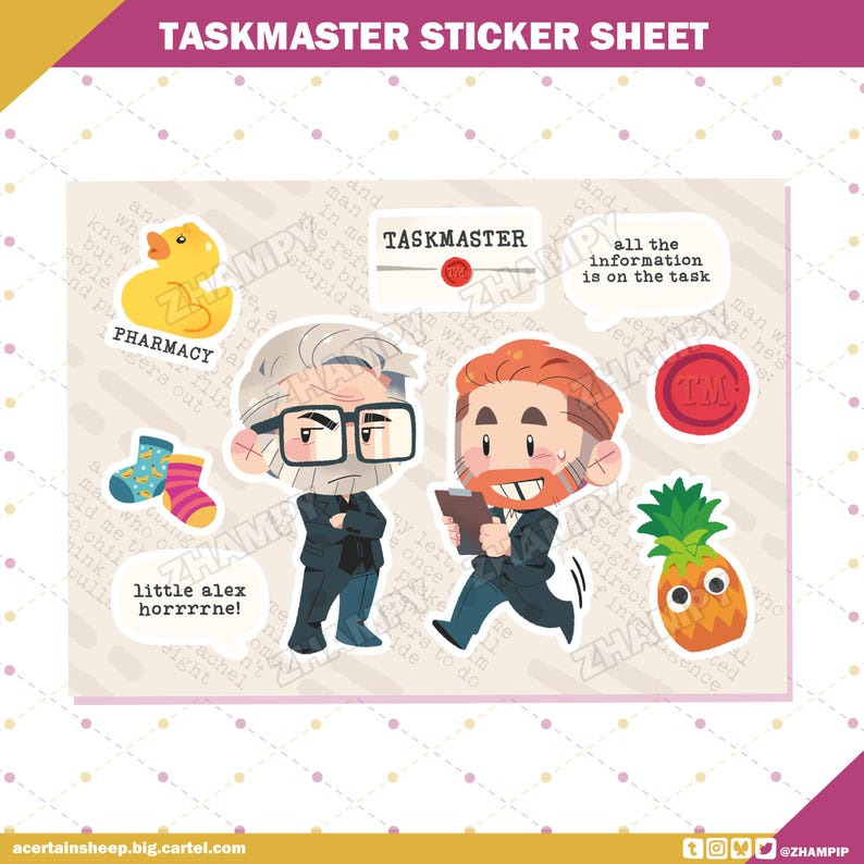 Taskmaster Font Color Taskmaster Sticker Sheet - Etsy