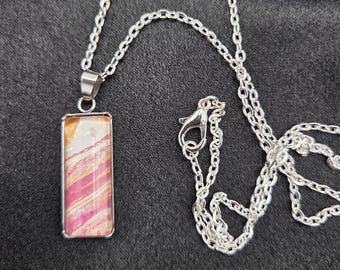 Blush Current – Sunlit Water Abstract Bar Pendant Necklace