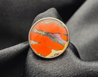 Molten Sunset Abstract Ring – Handmade One of a Kind Paint Skin Jewelry in Silver Tone Setting