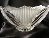 Art Deco style flared leaded crystal bowl with sanded leaf and abstract motif