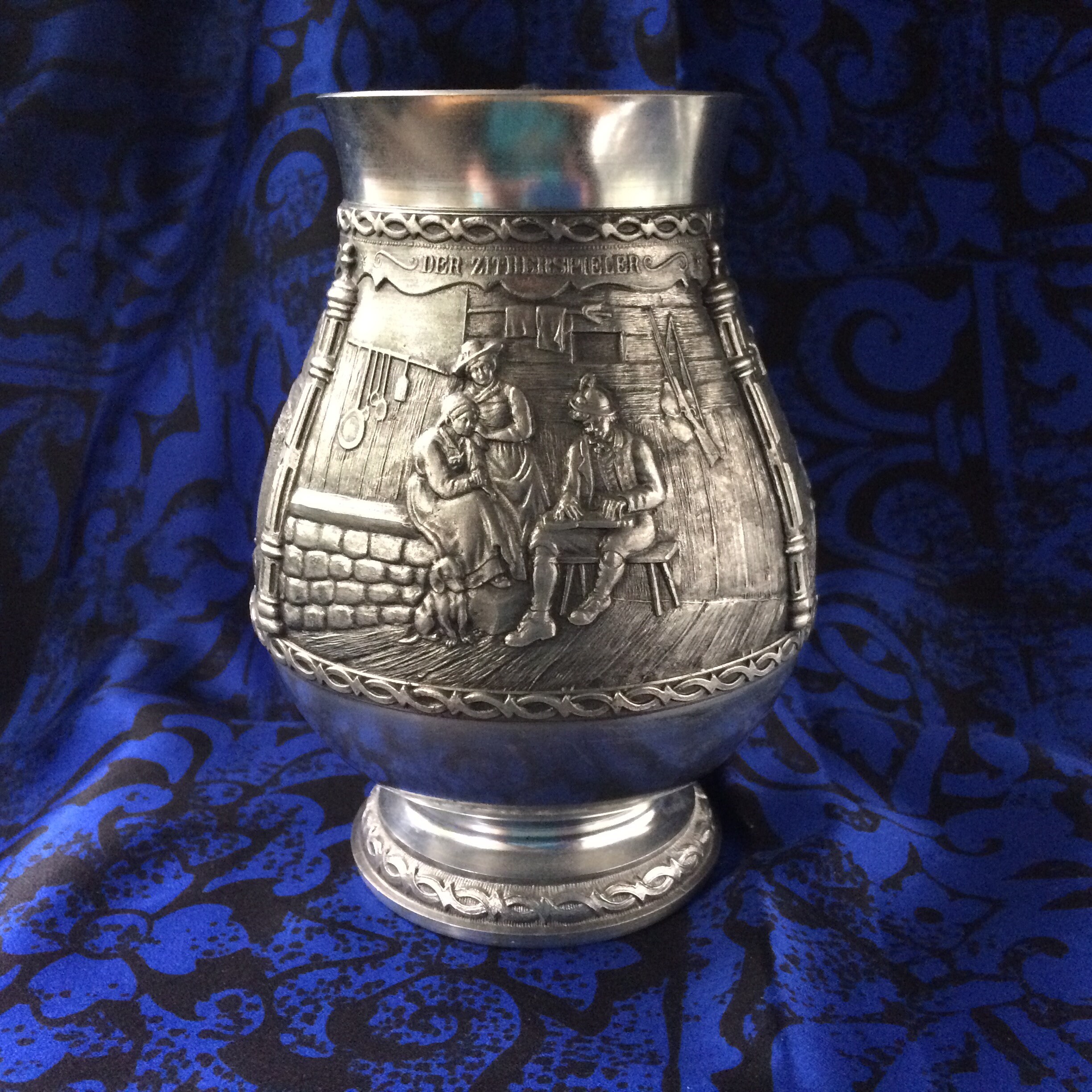 Vintage German Pewter Beer Stein Mug 95 Zinn Intricate Etsy