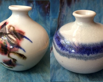 Studio Pottery Blue White Drip Vase Signed LJ Accents Spokane Washington Studio Pottery Blue White Drip Vase Signed LJ Accents Spokane Washington