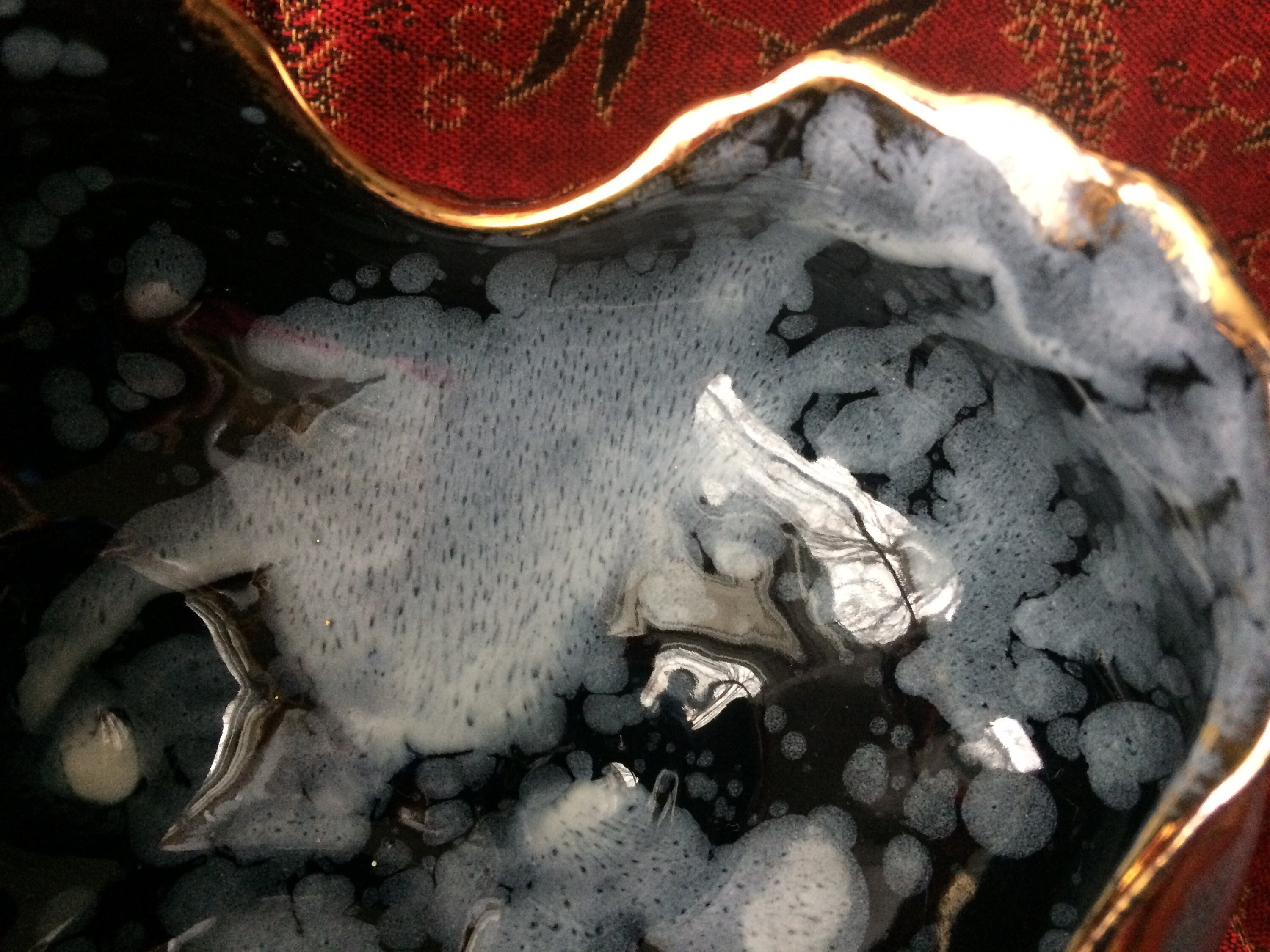 Black and White Art Glass Art Porcelain Bowl With Gold Trim Etsy