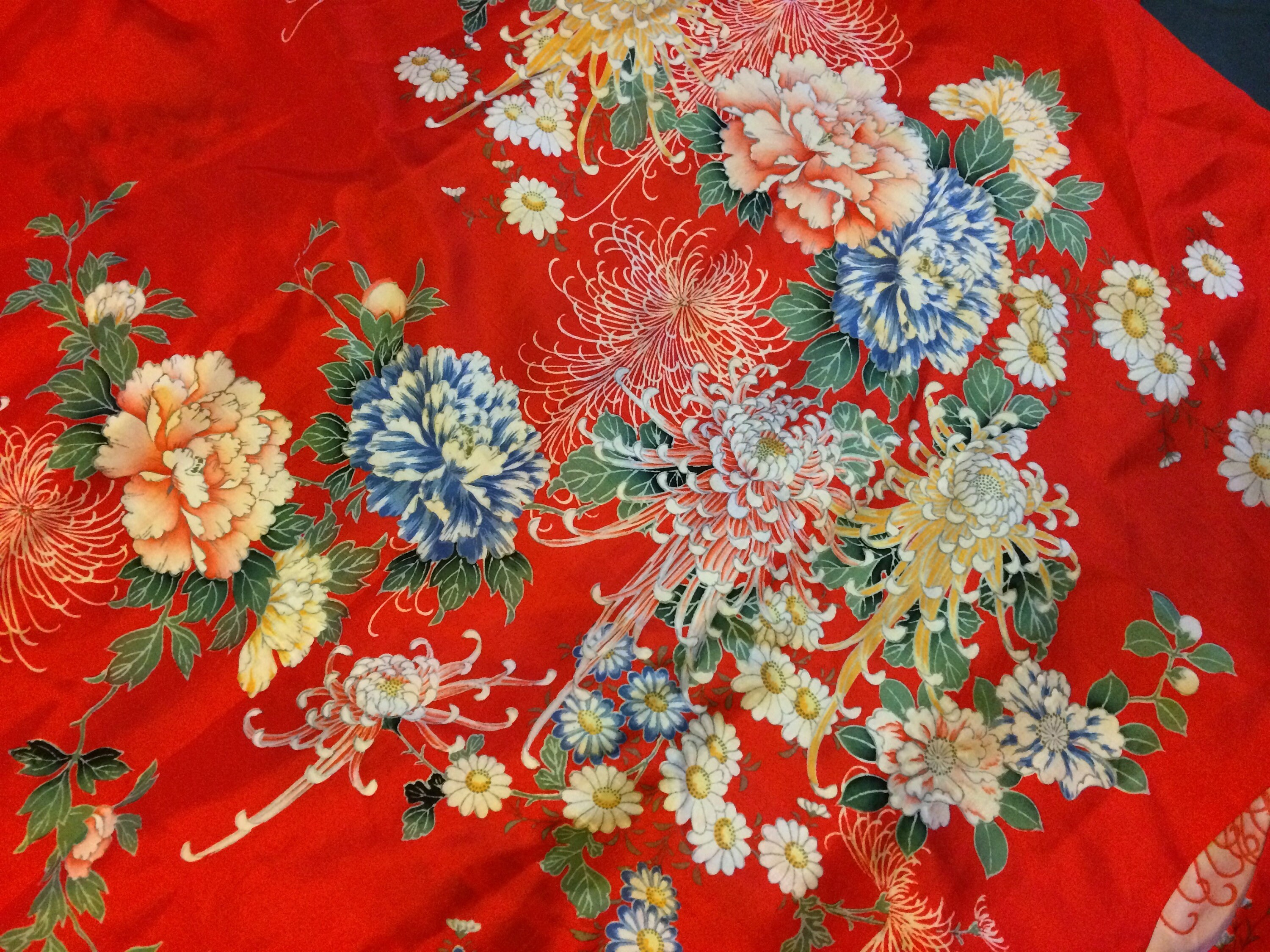 Gorgeous vintage red pure Silk Kimono full length long | Etsy
