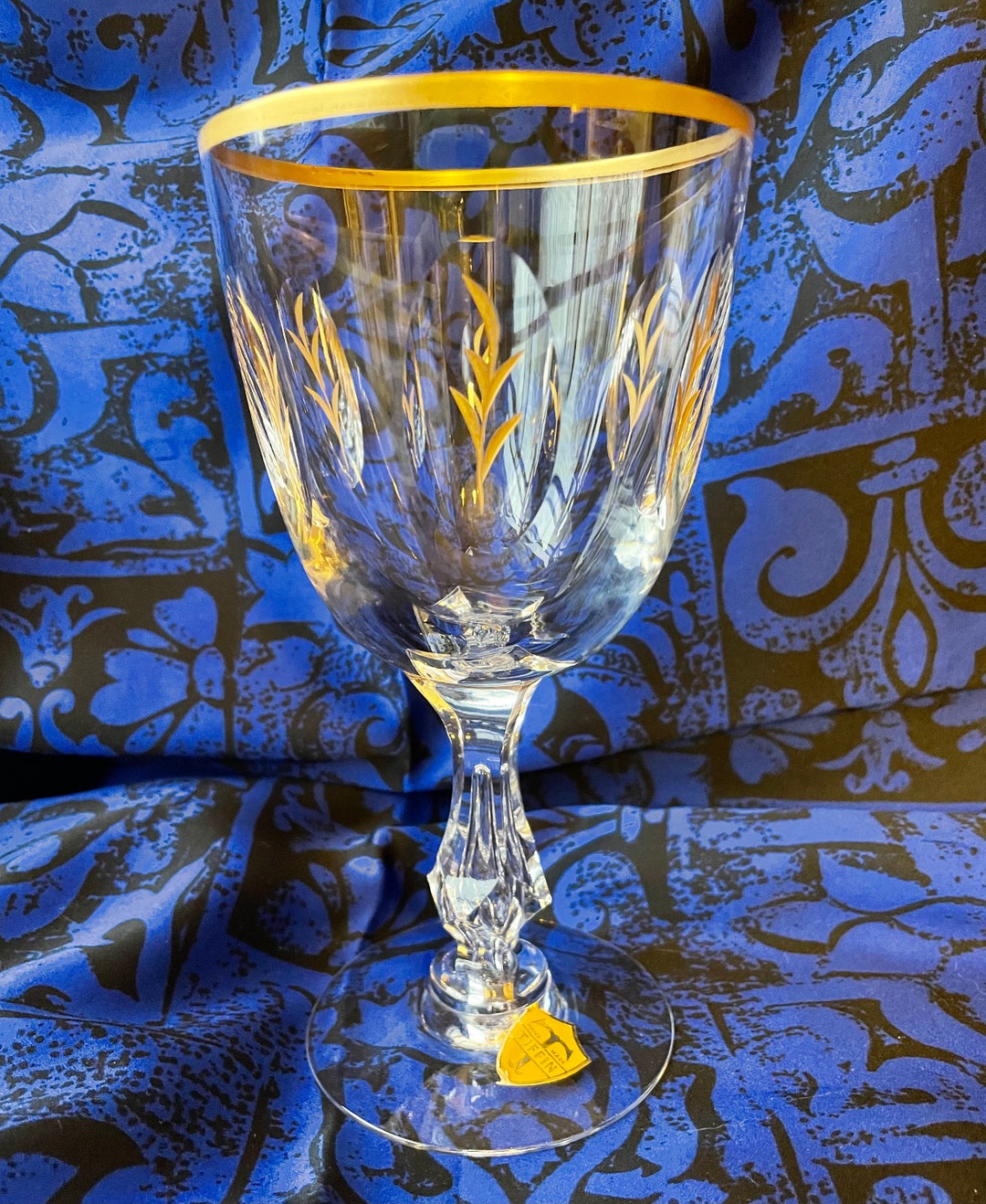 Vintage Tiffin chalet Crystal and Gold Water Goblet, Luxury, Glass, Gold Trim, Fine Dining, Gift