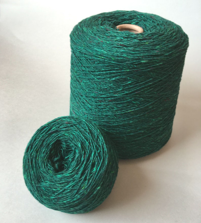 Merino Knitting Yarn on cone per 100 g Machine and Hand knitting Color 5586 Jade Tweed yarn Soft Donegal Knollyarns