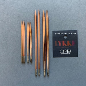 LYKKE Cypra 3.5インチおよび5インチ銅製交換可能編み針先端サイズ3.25 mm～4.5 mm/USサイズ3～7