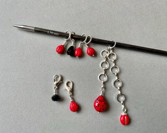 Ladybug Knitting Set: Row Counter, Progress Keepers, Stitch Markers
