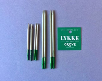 Puntas de agujas de tejer intercambiables de bambú LYKKE Grove de 3,5 "y 5", tamaño de 3,25 mm a 4,5 mm/tallas de EE. UU. 3 a 7