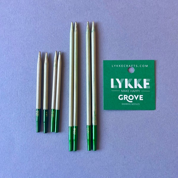 LYKKE Grove 3.5" and 5" Bamboo Interchangeable Knitting Needle Tips size 3.25mm to 4.5 mm/US Sizes 3 to 7