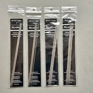 HiyaHiya Edelstahl Doppelspitze Stricknadeln: 8"/20 cm, Größen 1.2-2 mm