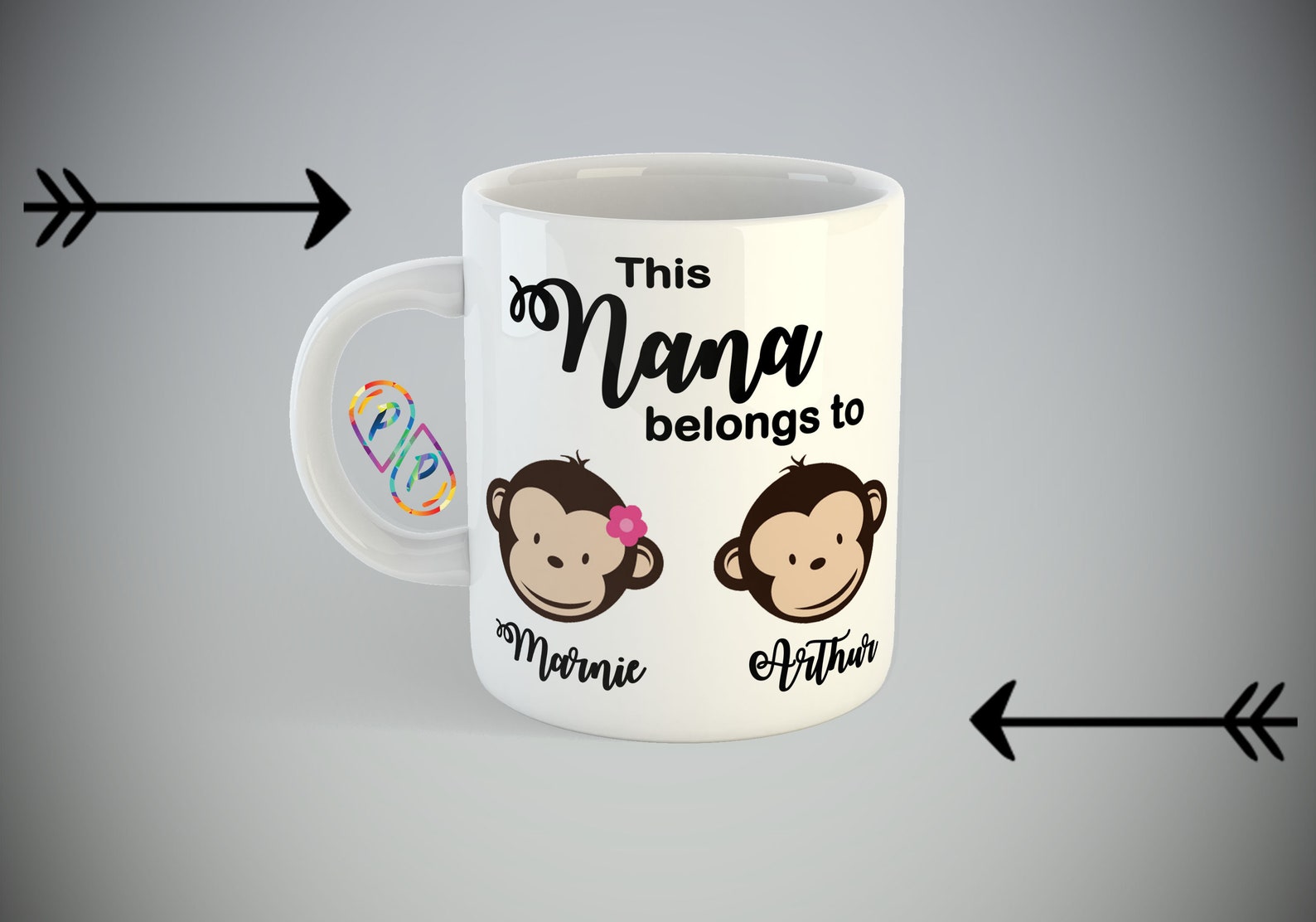 Personalised monkey themed this cup belongs to mum dad