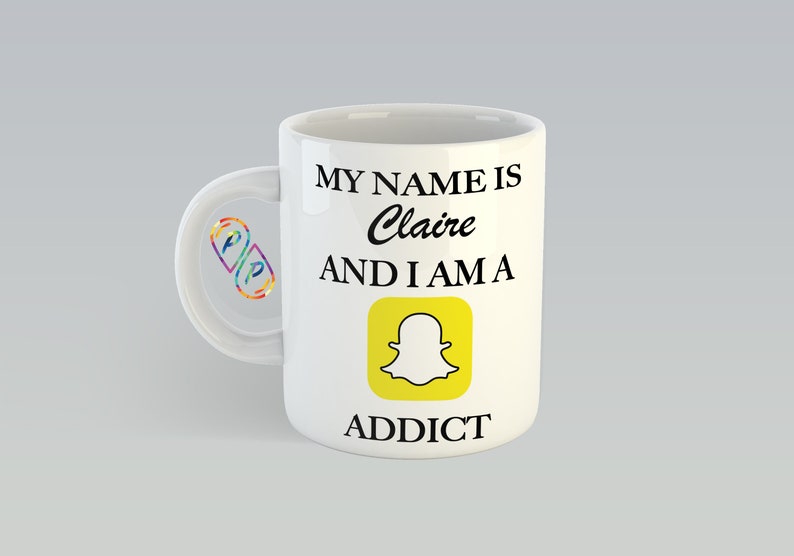 Personalised addict funny mugs home bargains b and m snapchat Etsy