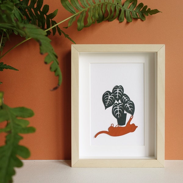 Anthurium Clarinervium en papier découpé, Illustration plantes vertes, cadeau d'anniversaire pour plant lover, cadeau de Noël