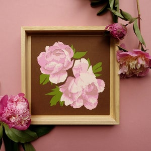 Light pink paper cut peonies original paper cut cut by hand botanical art 3D wall art home decoration image 1