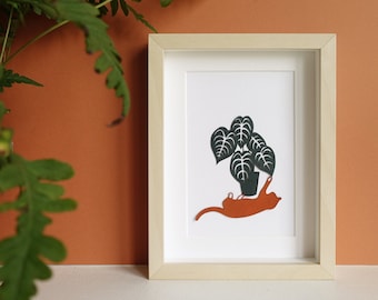 Anthurium Clarinervium en papier découpé, Illustration plantes vertes, cadeau d'anniversaire pour plant lover, cadeau de Noël