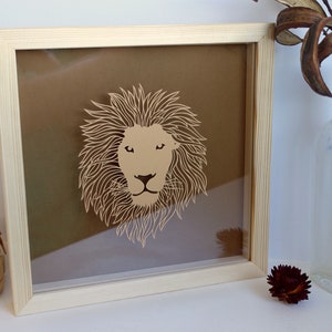 Lion head original paper cut, Leo zodiac gift, safari nursery decor, animal lovers Christmas present image 2