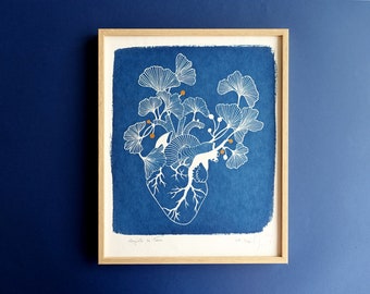 Fine Art Robinia Pseudoacacia – Black Locust Botanical Cyanotype Print Blue Wall Decor Cyanotype Original In Oval Frame