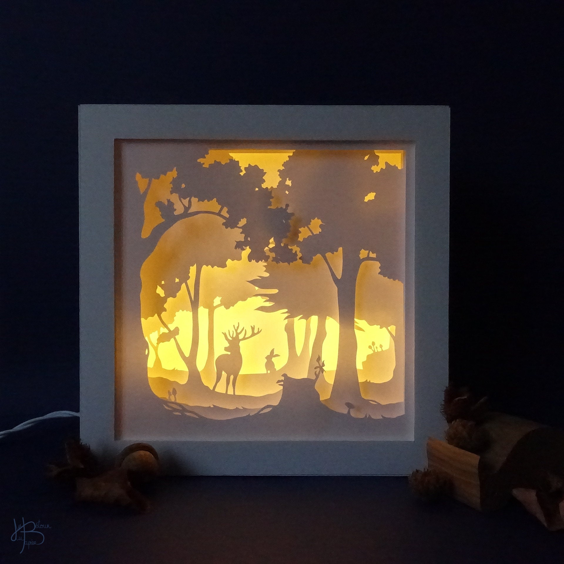Woodland Creatures Paper Cut Light Box 8x8 3D - Etsy Woodland Creatures Paper Cut Light Box 8x8 3D - Etsy