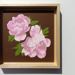 Light pink paper cut peonies original paper cut cut by hand botanical art 3D wall art home decoration image 3