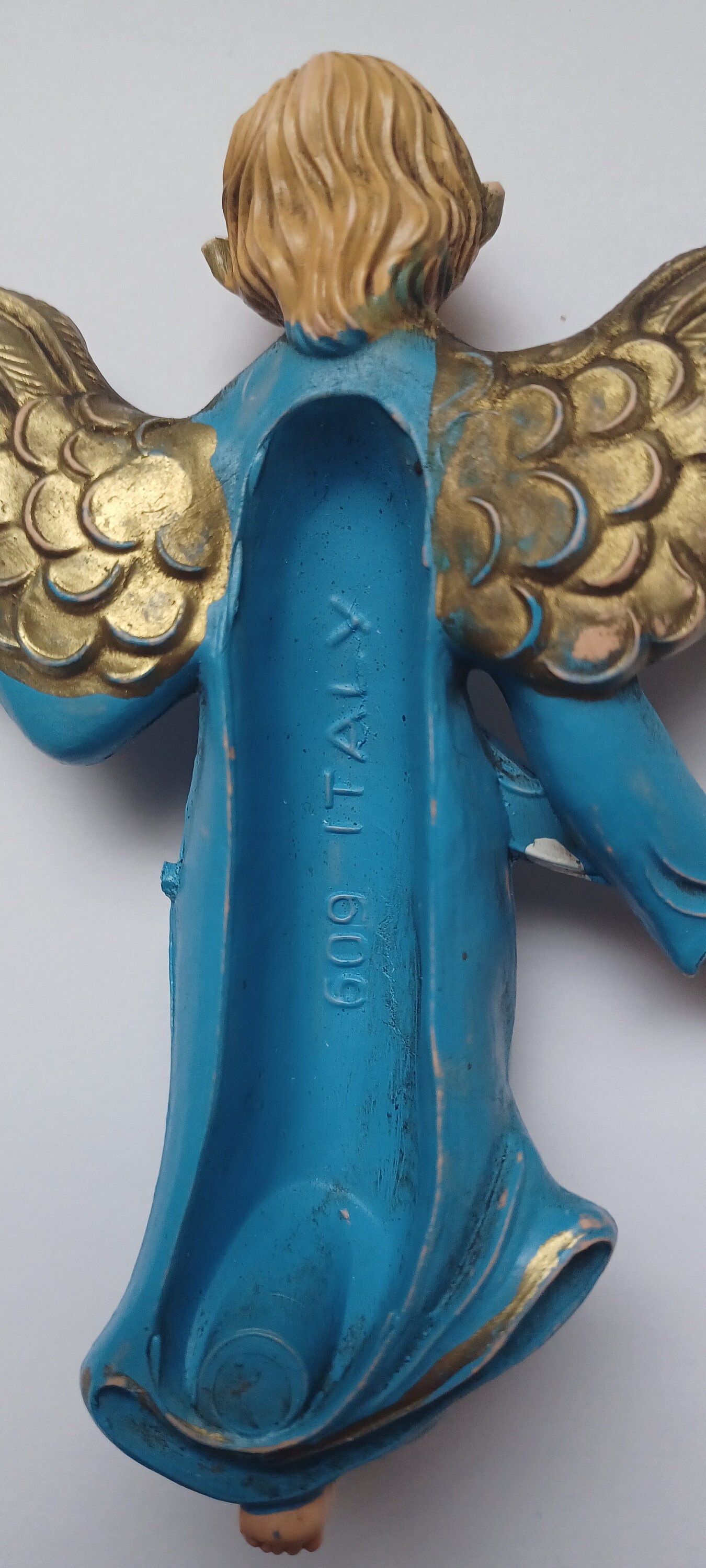 Vintage Angel Gloria Hard Plastic Made in Italy Religious Ornament