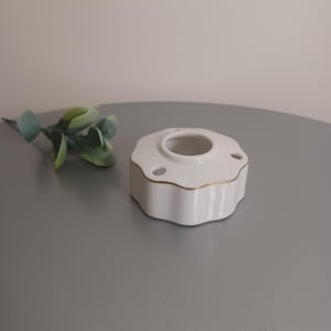 Encrier porcelaine doré à l'or fin Français ancien estampillé AL