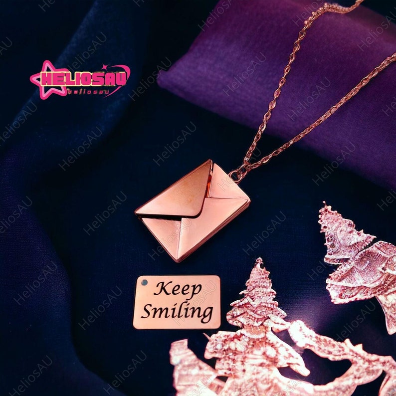 Keep Smiling Envelope Necklace, Keep Smiling Necklace, Hidden Message Necklace, Message Necklace For Mom, Love Letter Necklace