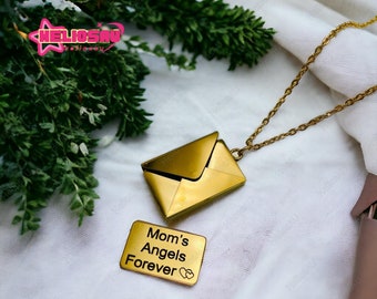 Moeders Angel Forever ketting, moeder envelop ketting, ketting voor moeder, medaillon HALSKETTING, mama brief ketting, Moederdag cadeau