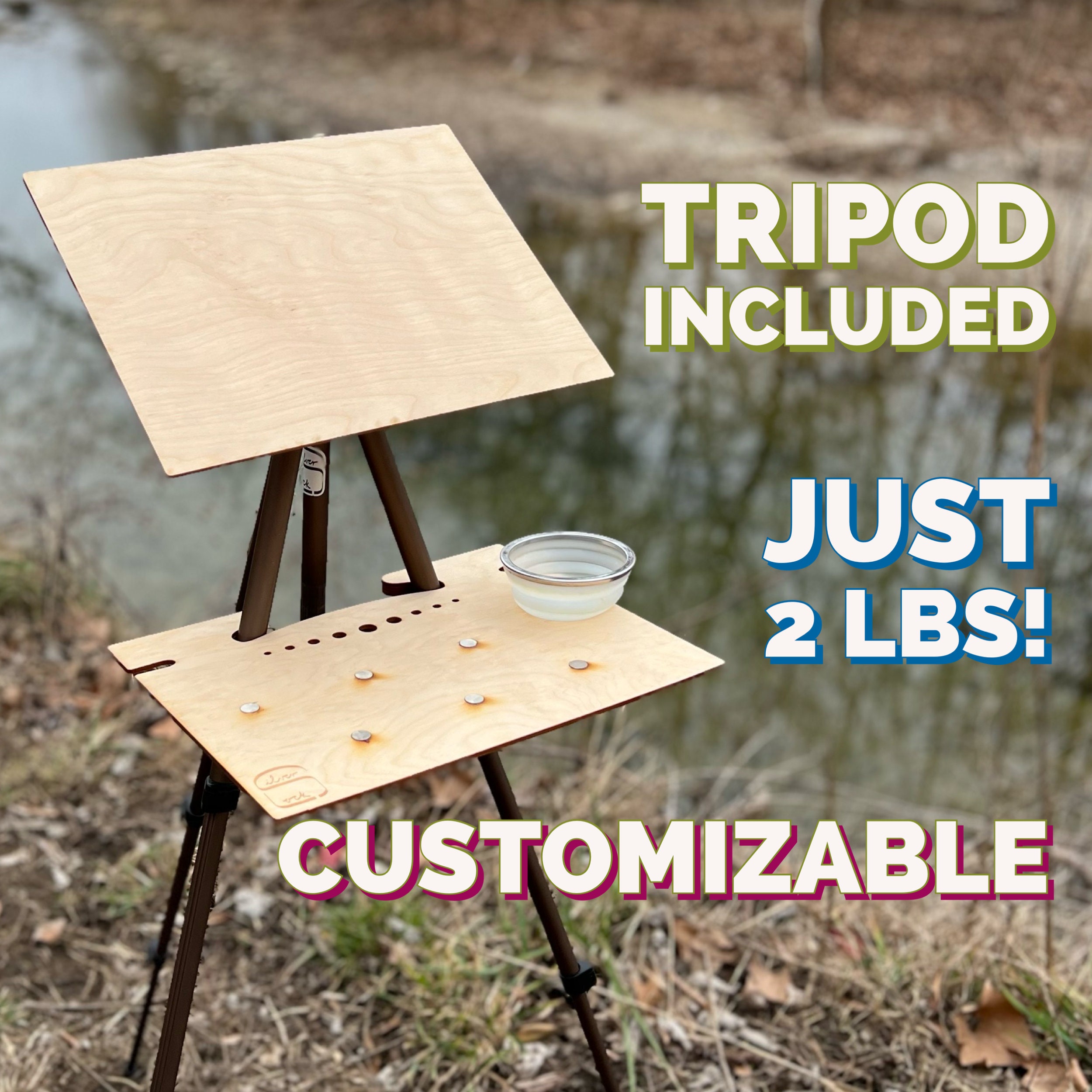 Solid Wood Travel Easel Can Be Tiled Display Can Be Connected to a Tripod  Link Action Camera Gift for the Artist 