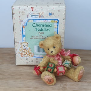 Cherished Teddies &quot;Joy&quot; No 176087 with Box and Adoption Certificate Vintage Teddy Bear Figurine You Always Bring Joy