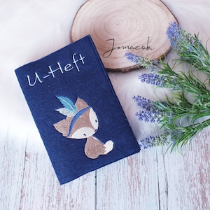 U-Heft Hülle aus Filz | Heft U-Untersuchungen | Fuchs mit Federn | mit Name | Farbwahl