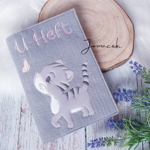 U-Heft Hülle aus Filz | Heft U-Untersuchungen | Katze mit Schmetterling| mit Name möglich | Farbwahl
