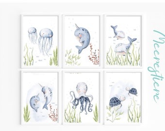 Mural for children's room | Decoration baby room | Poster Marine Animals | Underwater world | | individually or as savings sets A5 to A3