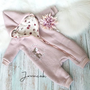 jumpsuit | wagon suit | Walker overalls | Walk suit | Embroidery on front | Growing Cuffs | dusky pink | fawn | different colors to choose from