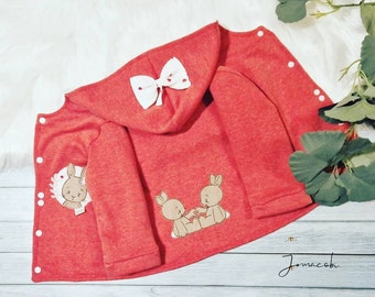 BUY NOW | Sweat jacket | red | fed | with rabbit motifs and bow | size 80 | single piece