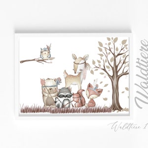 Wandbild für Kinderzimmer | Deko Babyzimmer | Poster Waldtiere | Spar Sets