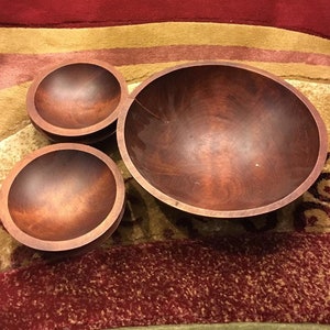 vintage wood salad bowl set