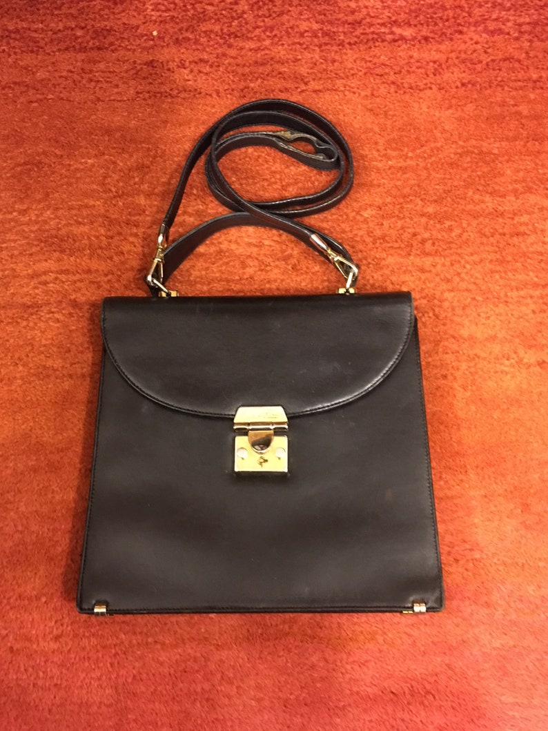 Vintage Mark Cross black leather handbag image 1