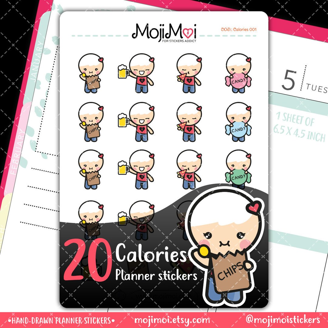 Caloreys Sticker Mojimoi-kawaii CALORIES Stickers for Life Planner,erin Condren Stickers ...