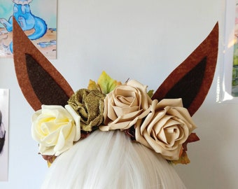 Eeveelutions Ears Eevee Headpiece, headdress, flower crown, cosplay, pokemon ears, sparkle, comic con.