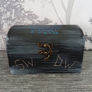 Supernatural Demon Protection Symbol Box. Black, blue and silver or black, red and gold. Black, blue, silver.