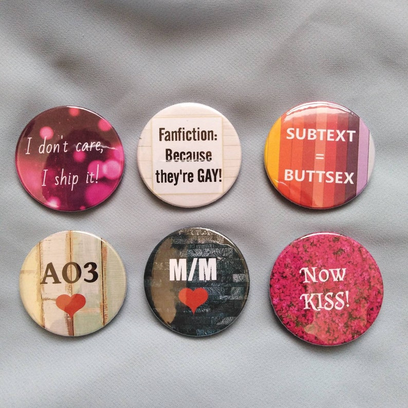 Fanfiction Badges Set 2 Fanfic Geek Fandom Fangirl Fanboy Lgbt Ship Supernatural Gay Pride Buttons