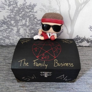 The Family Business Supernatural Inspired keepsake Box. Saving people and hunting things. Angel, Sam and Dean, pentagram, cain image 1
