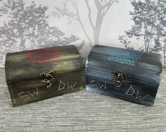 Supernatural Demon Protection Symbol Box. Black, blue and silver or black, red and gold.