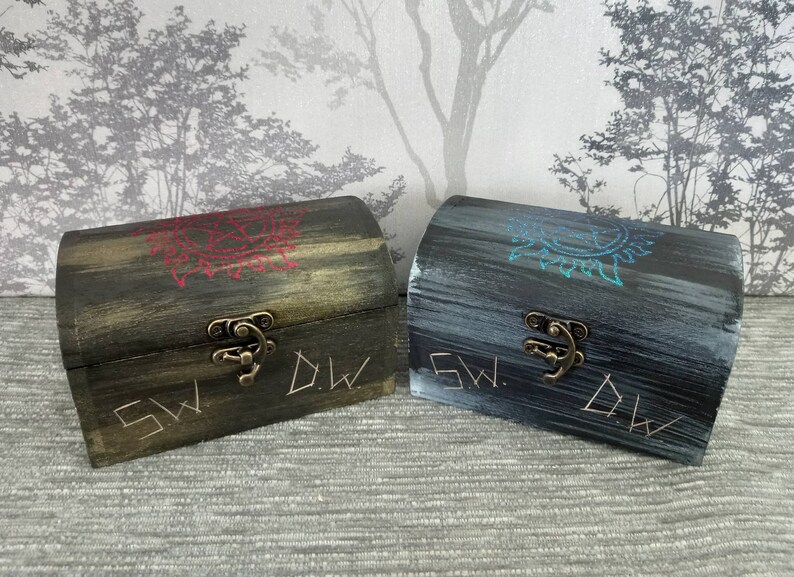 Supernatural Demon Protection Symbol Box. Black, blue and silver or black, red and gold. image 1