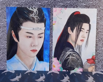 A6 gloss print of my watercolour art. Wang Yibo and Xiao Zhan. MDZS.